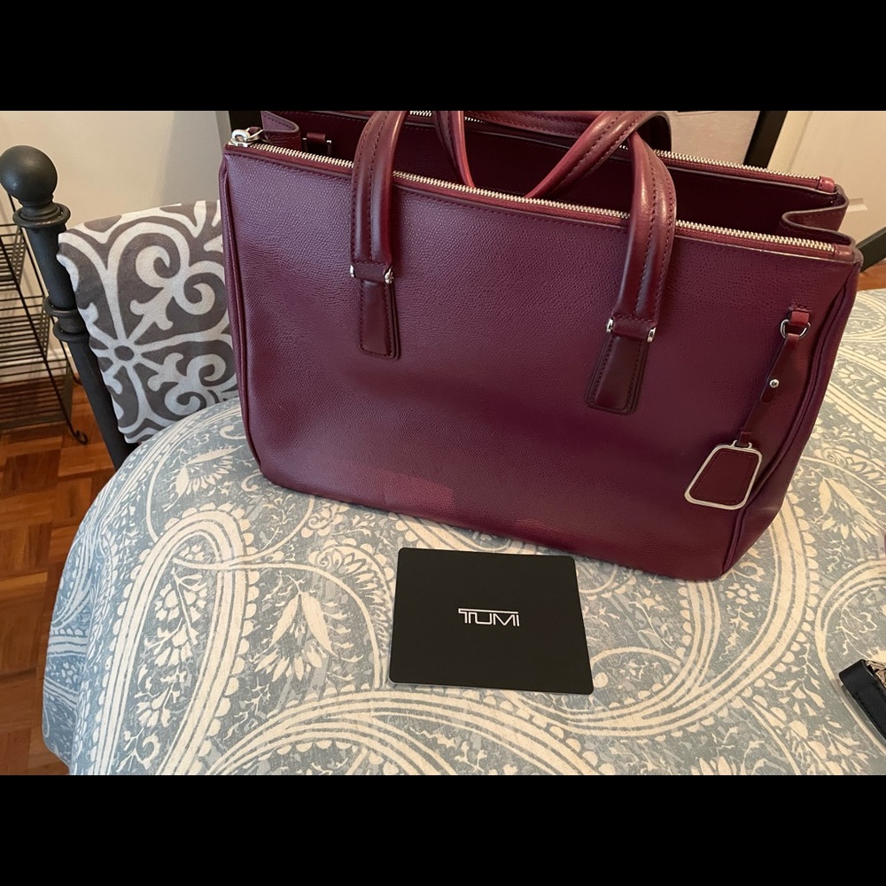 New Leather Tumi Laptop Bag Burgundy color